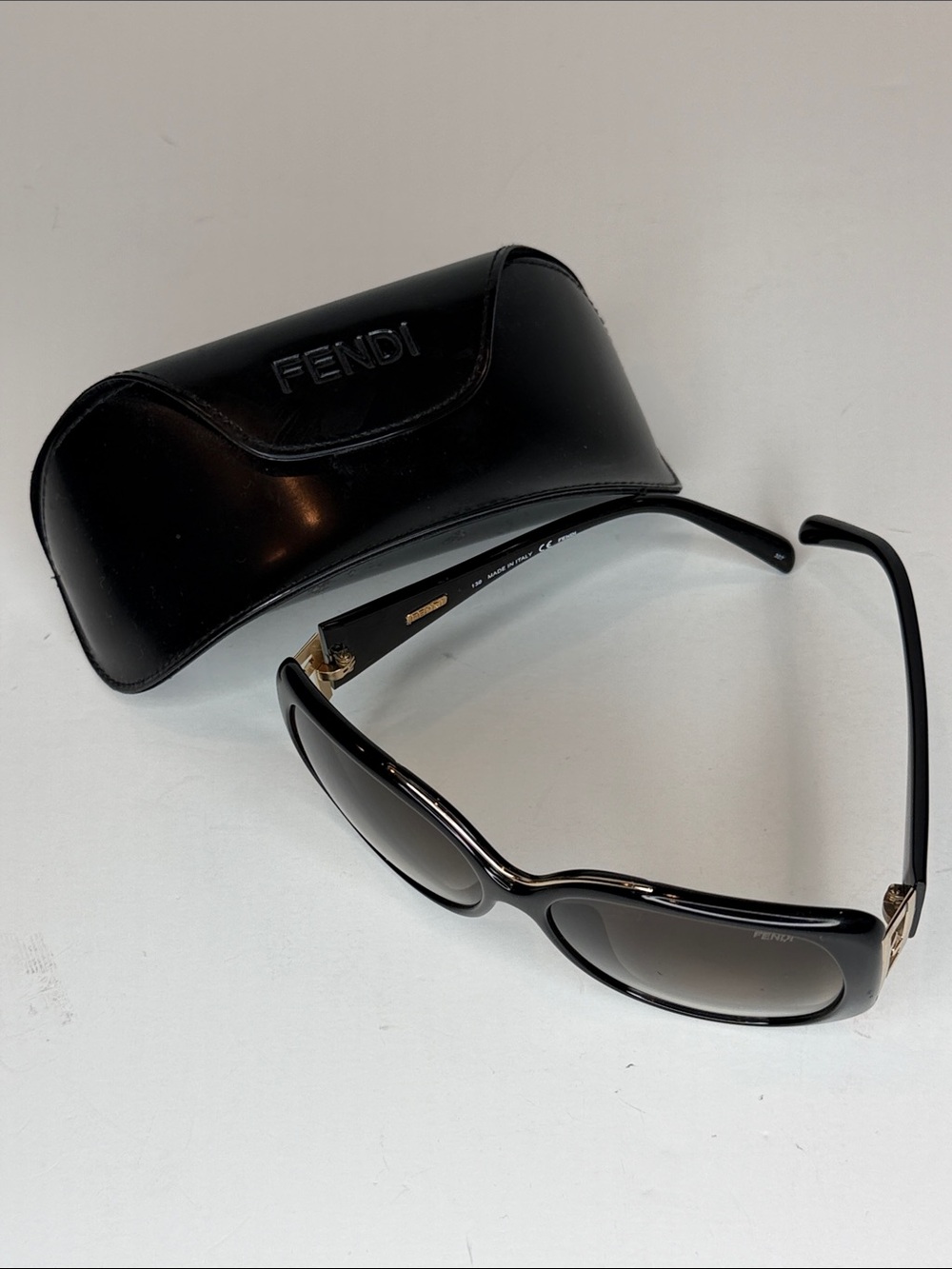 Fendi Black Rounded Gradient Lens Sunglasses with Gold Accents